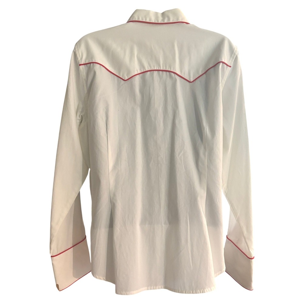 Lauren Ralph Lauren Western Shirt White Beaded Embroidered Pearl Snap Petite L - Picture 3 of 16